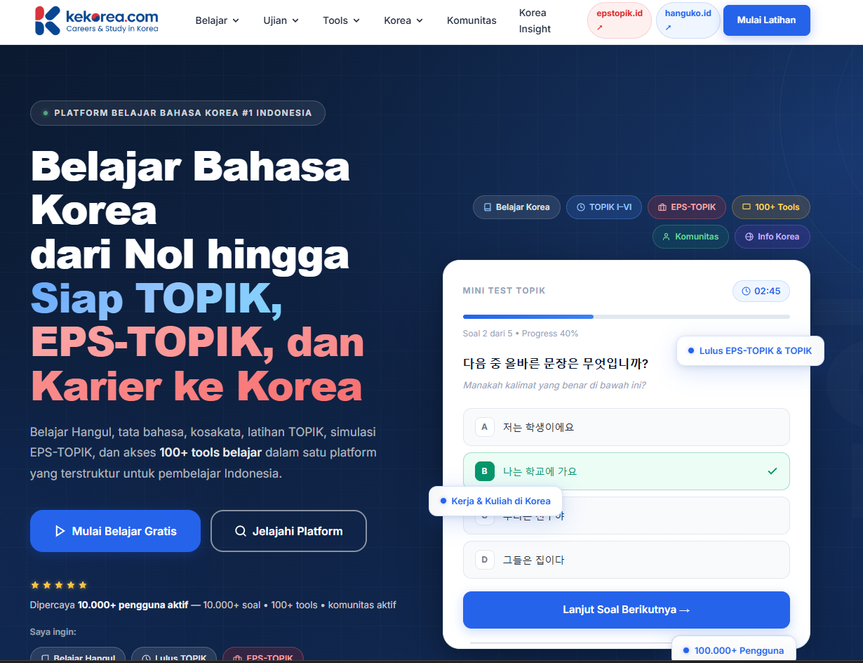 Platform Informasi & Layanan Edukasi Bahasa Korea (kekorea.com)